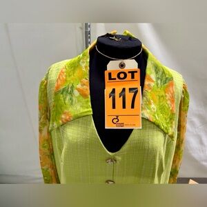 Vintage Dress, 1960s, cream/lime ! Dreamy